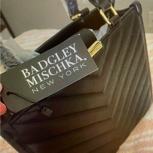 Badgley Mischka Black Chevron Shoulder Bag